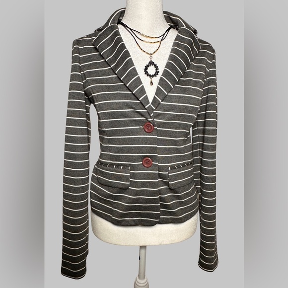 Soho Apparel Jackets & Blazers - Soho Apparel Charcoal Striped Blazer